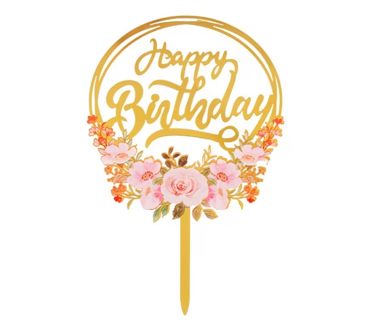 Floral Happy Birthday Topper
