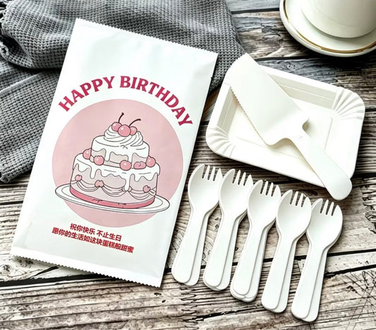 Cake Knife, Spork and Paper Plates