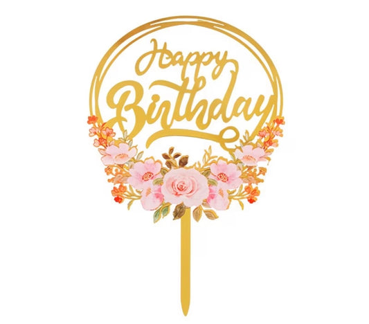 Floral Happy Birthday Topper